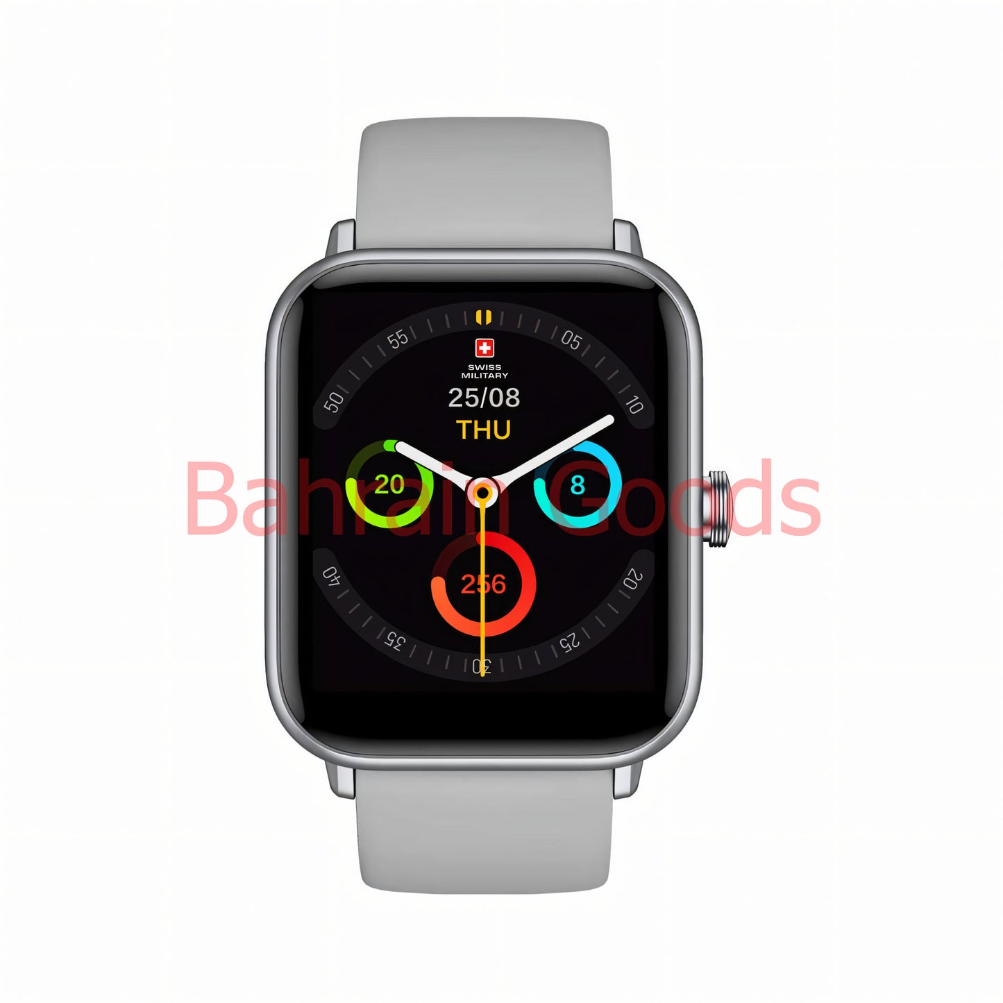 Swiss Military Smart Watch Alps 1 Silver Frame Gray Silicon Strap