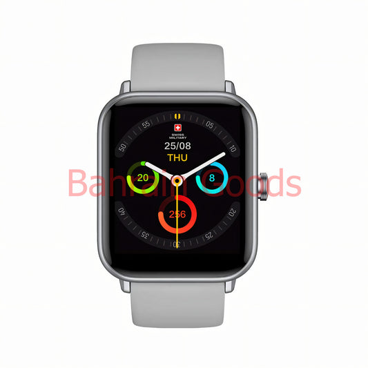 Swiss Military Smart Watch Alps 1 Silver Frame Gray Silicon Strap