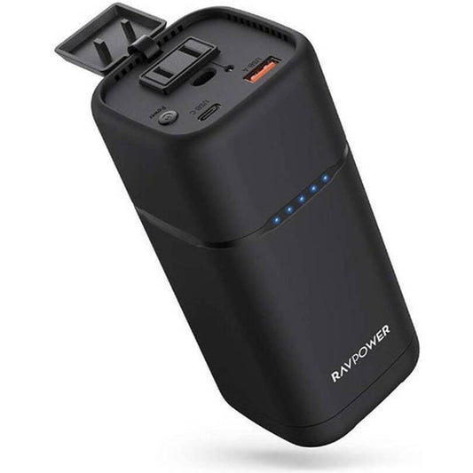 RAVPower PD Pioneer AC Portable Charger & Power Bank, 20000mAh Battery Capacity, 80W AC Output, 30W PD Output, USB-A & Type-C Ports, Black | RP-PB054
