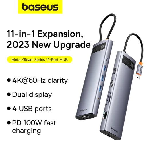 Baseus 11 in 1 Expansion Port HUB Metal Gleam Series