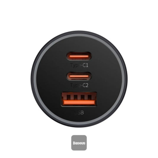 Baseus Golden Contactor Pro 65W Car Charger – Dual Type-C & USB Fast Charging