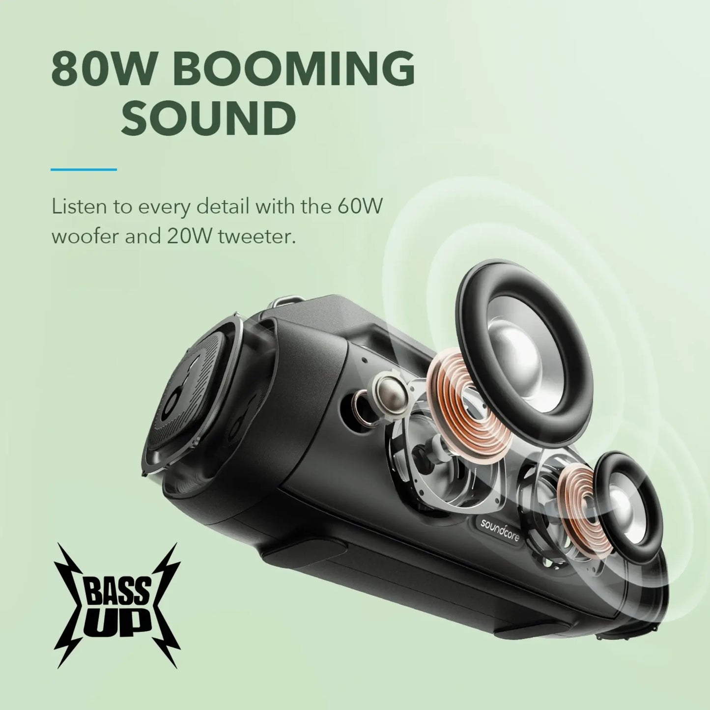 Soundcore Motion Boom Plus 80W Outdoor Speaker IP67 Waterproof | Deep Bass Bluetooth Speaker – Black