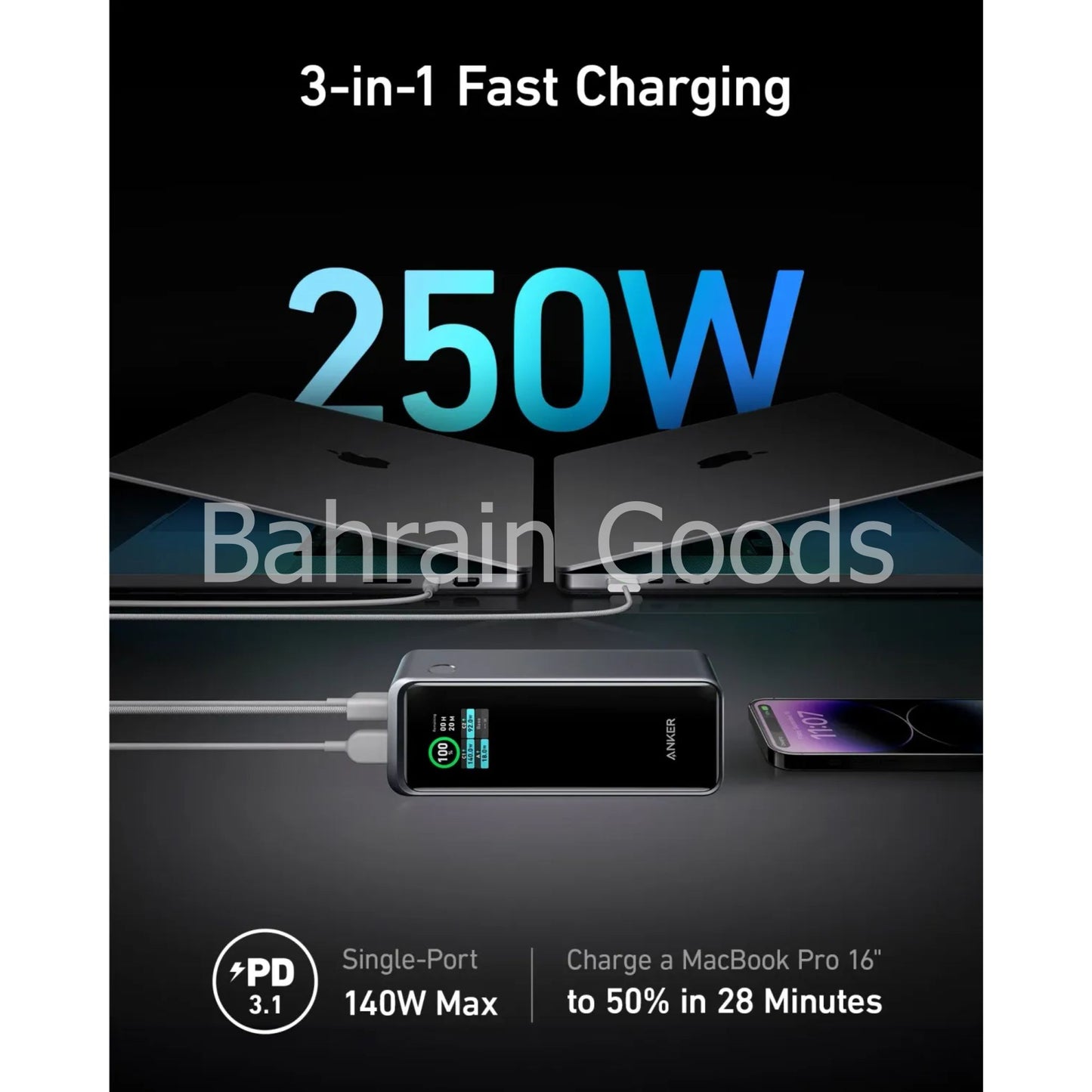 Anker 737 Prime 27,650mAh Power Bank (250W) Bahrain Goods AN.A1340011.BK