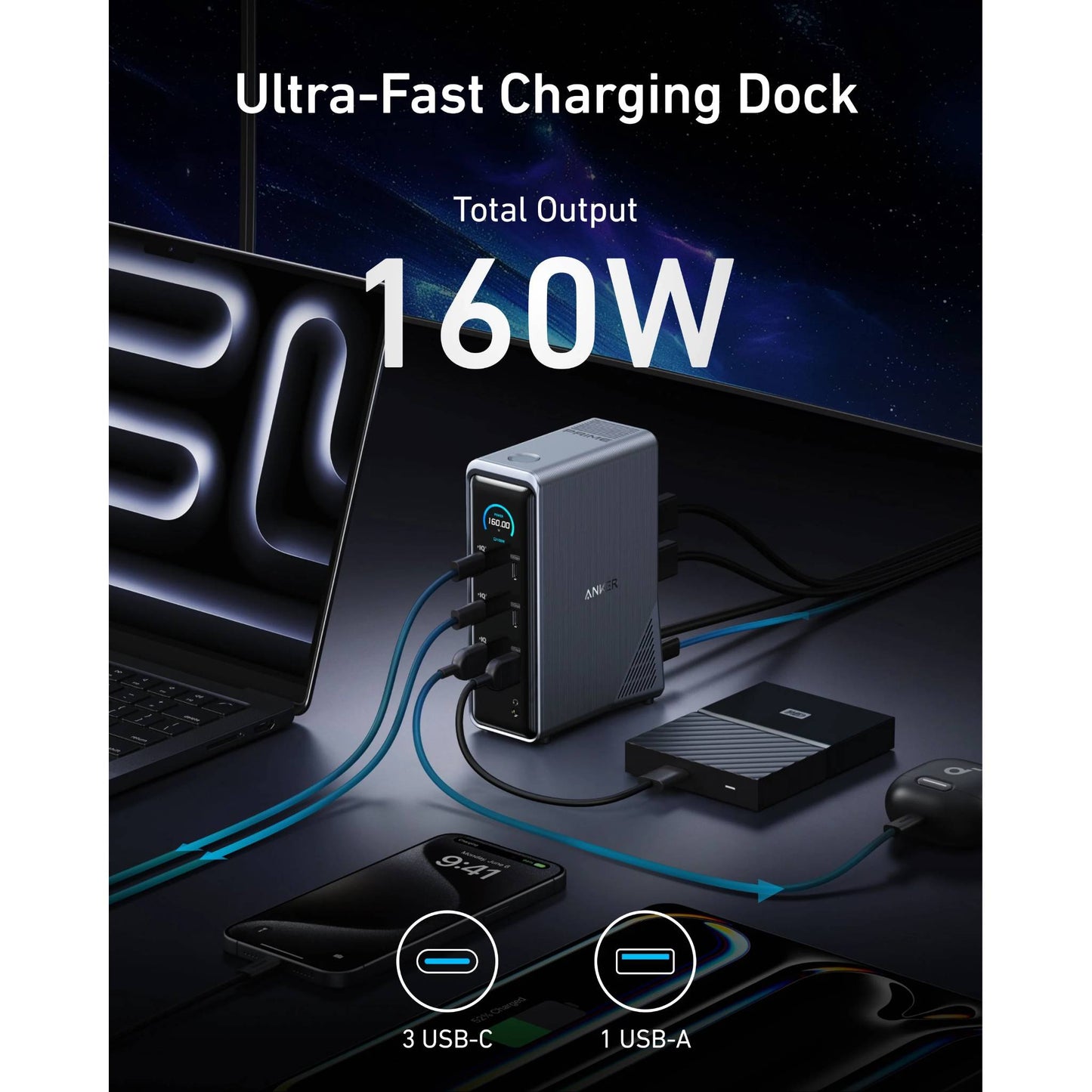 Anker Prime Charging Docking Station (14-in-1, Dual Display, 160W)