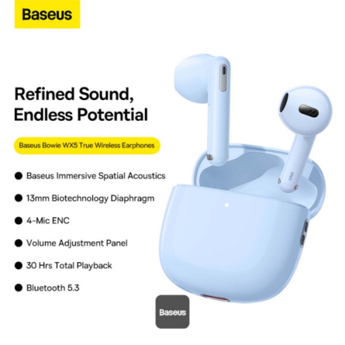 Baseus Bowie WX5 True Wireless Earphones - 4 ENC Mics with AI Noise Cancellation