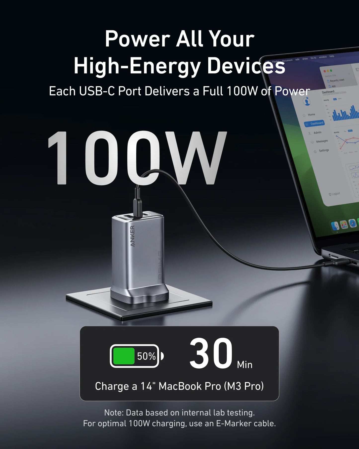 Anker Prime Charger (100W, 3 Ports, GaN)