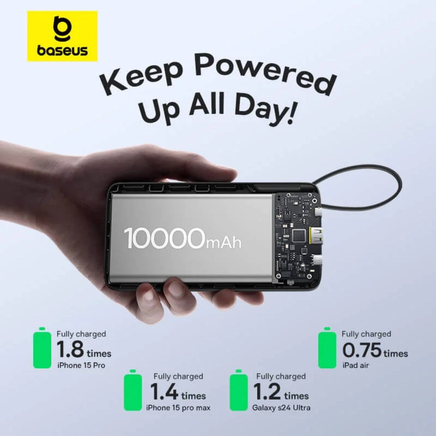 Baseus Bipow 2 Power Bank With Built-in USB-C Cable 10000mah 20W