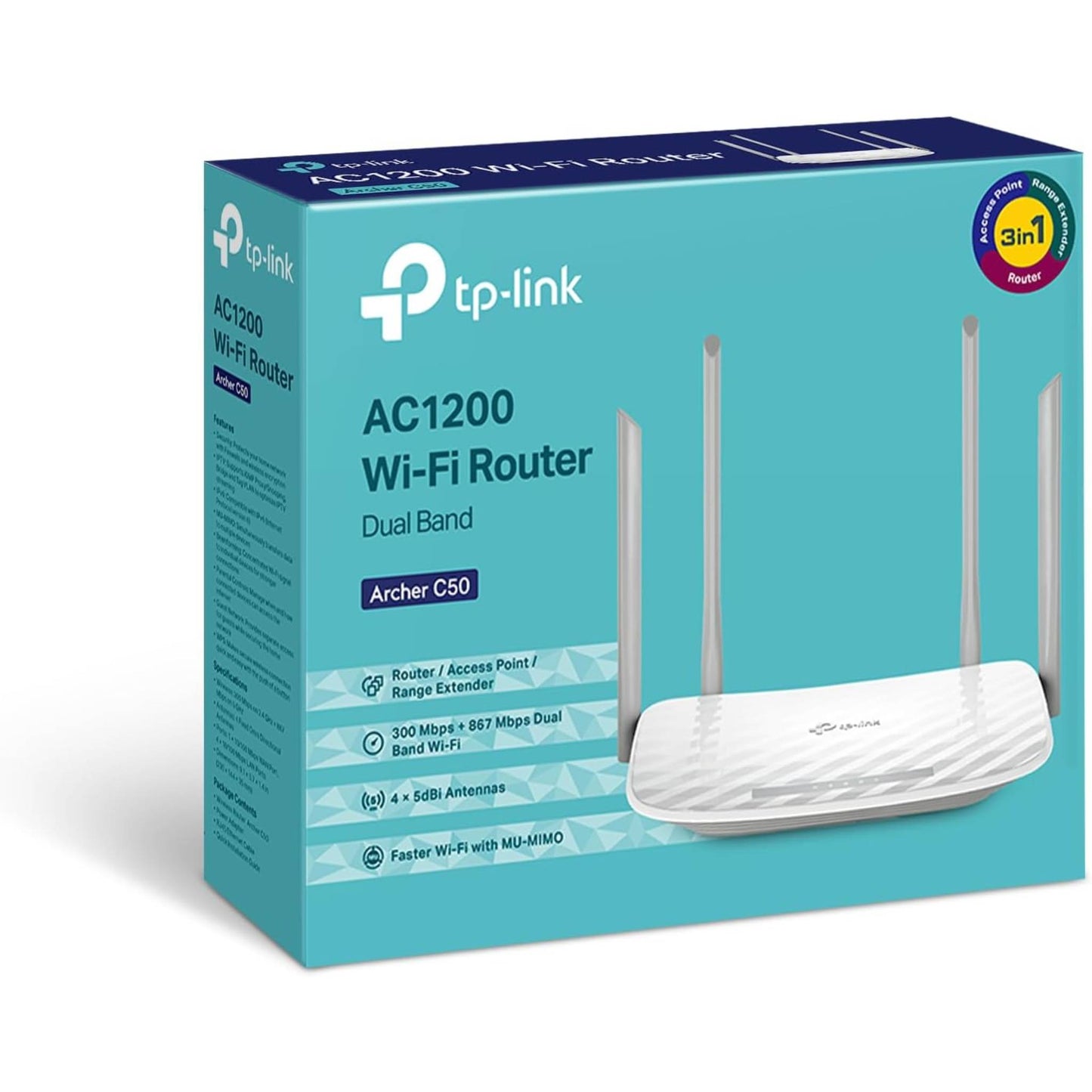 TP-Link Archer C50 AC1200 Dual Band Wi-Fi Router | 4K Streaming