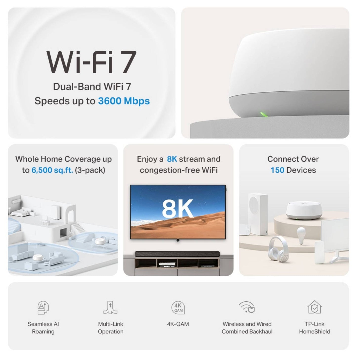 TP-Link Deco BE22 BE3600 WiFi 7 Mesh System | Whole Home Dual-Band WiFi