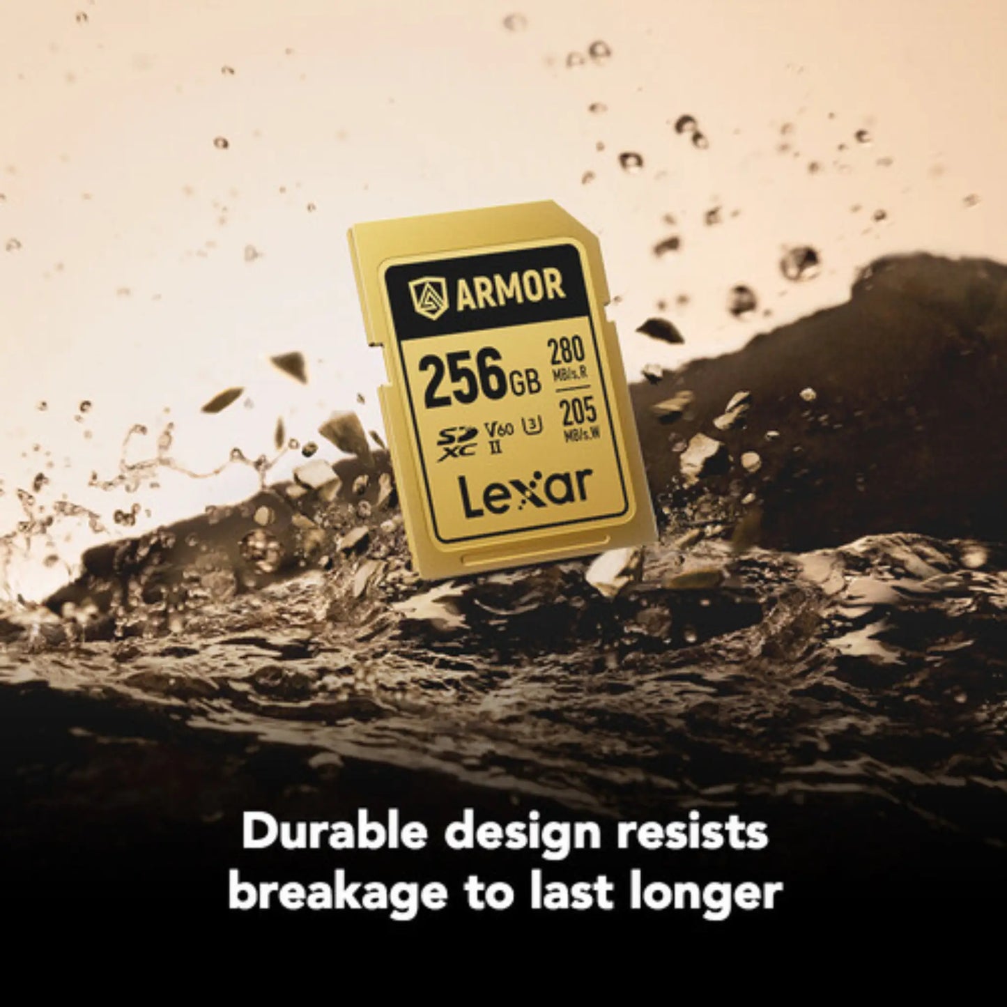 Lexar ARMOR GOLD 256GB UHS-II V60 SDXC Memory Card – 280MB/s 4K SD Card