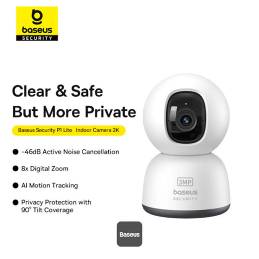 Baseus Security P1 Lite 3MP Wi-Fi Indoor Camera 360° Pan AI Detection Night Vision