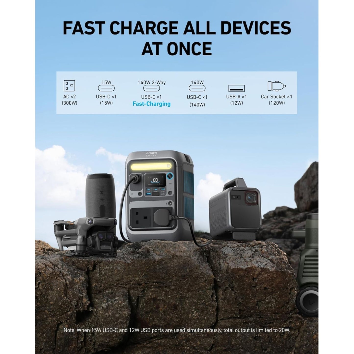 Anker SOLIX C300 Portable Power Station - 288Wh | 300W