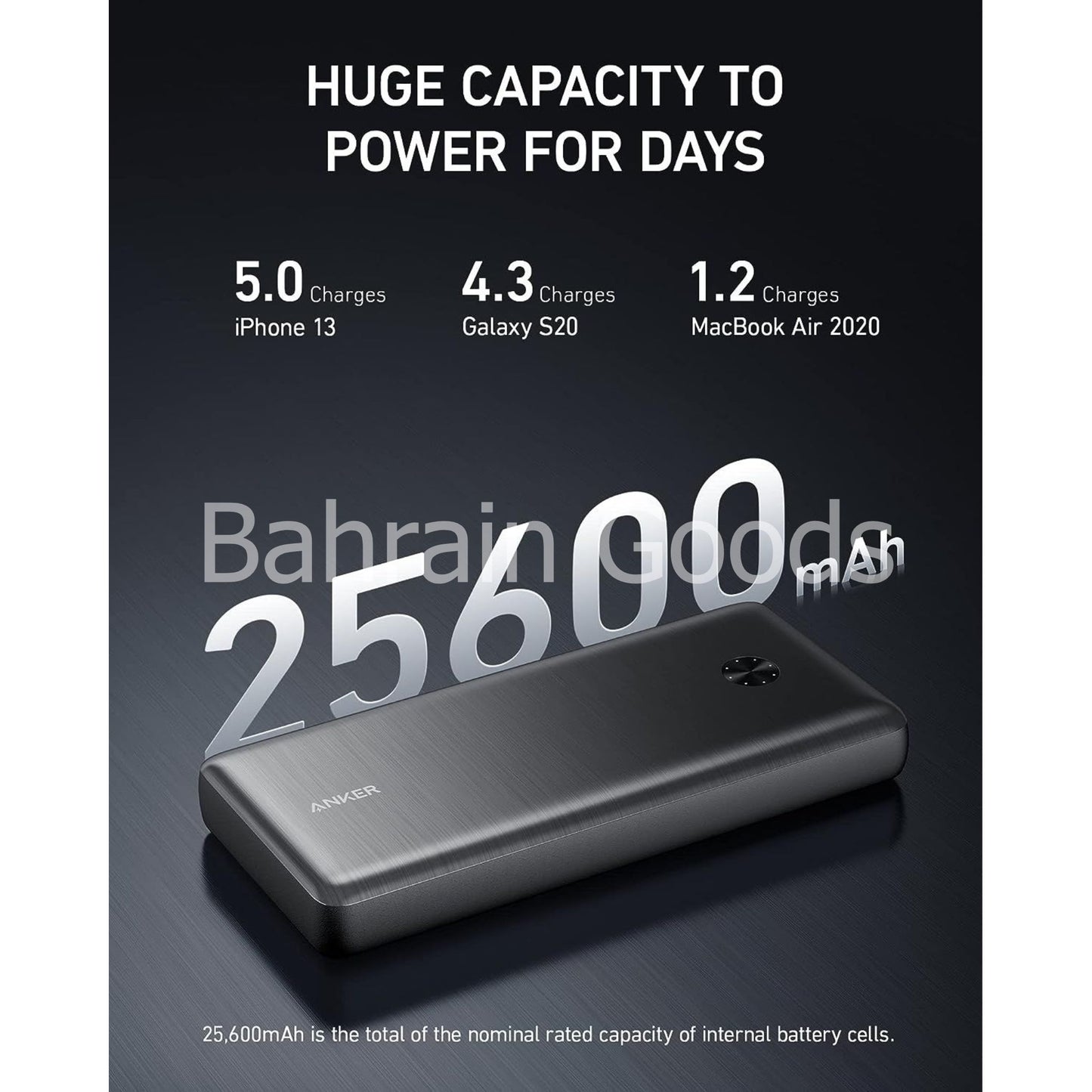 Anker 747 Power Bank, 25,600mAh Portable Charger 87W - Black Bahrain Goods AN.A1291H11.BK