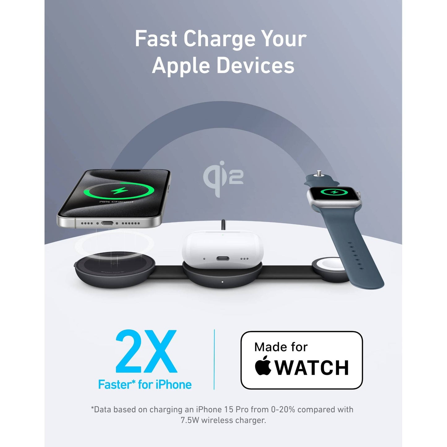 Anker MagGo Wireless Charging Station (3-in-1, Foldable Pad)