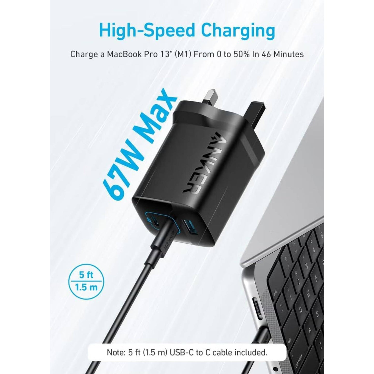 Anker Charger 336 Powerport 67W USB C Gan Charger A2674