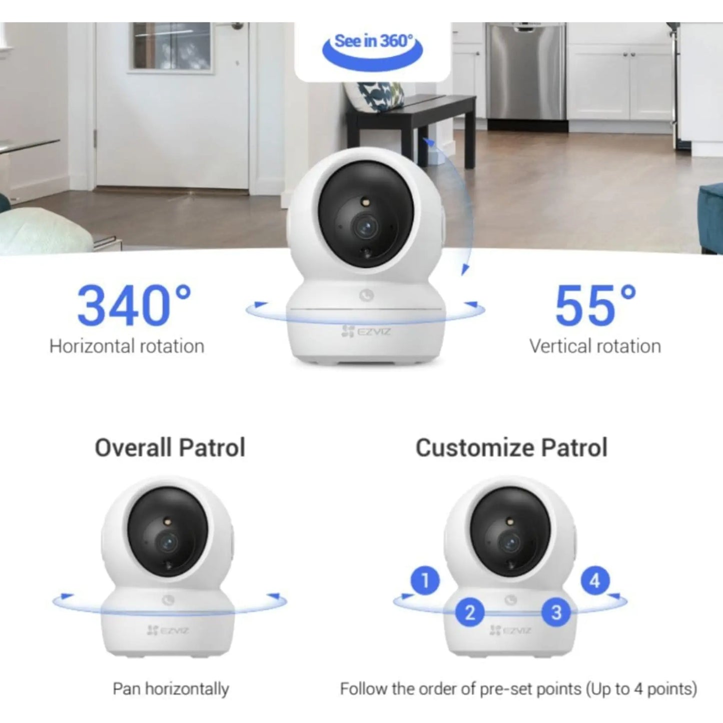 EZVIZ H6c Pro 3K 5MP WiFi Security Camera Pan & Tilt