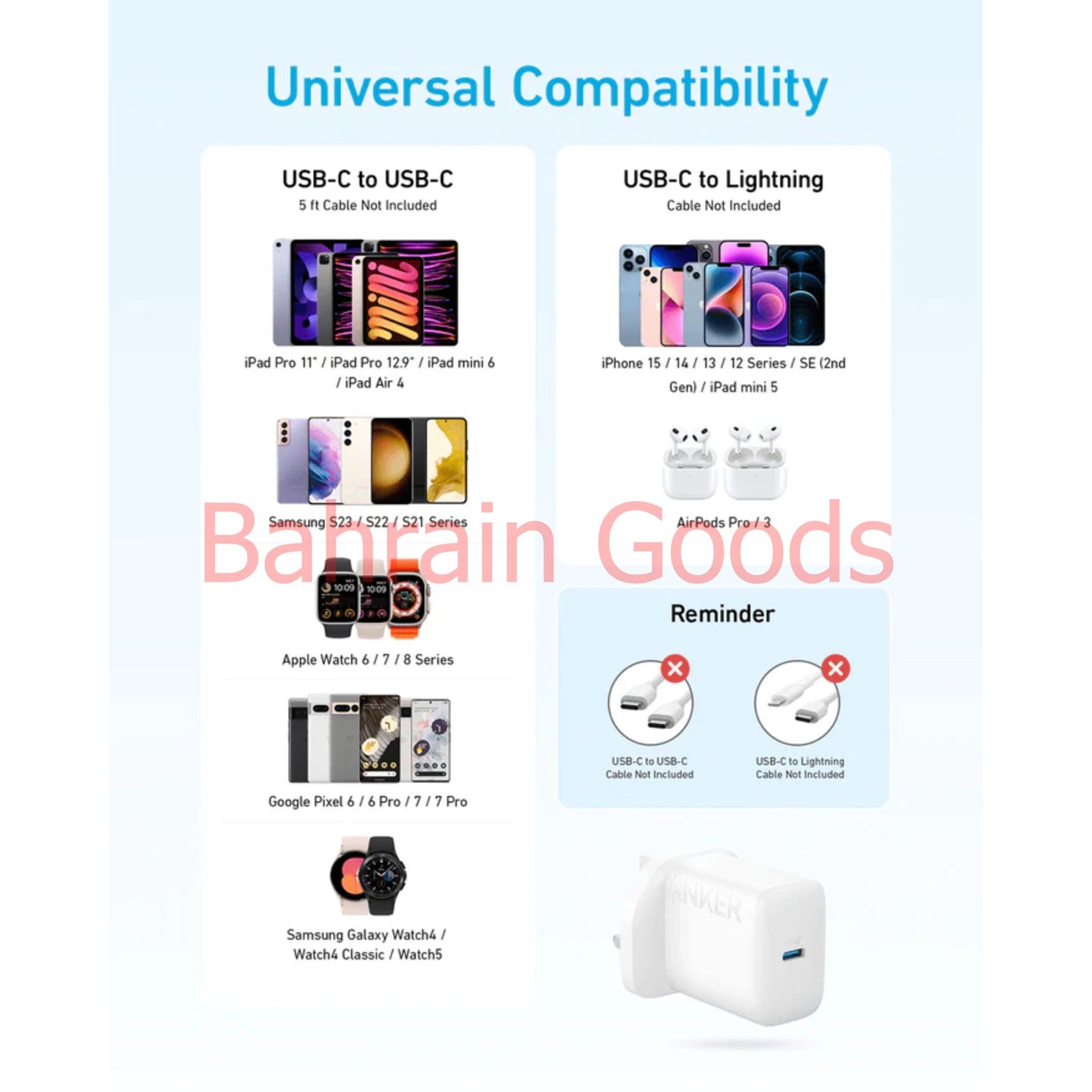 Anker 312 20W Wall Charger with a USB-C Power Delivery Port Bahrain Goods