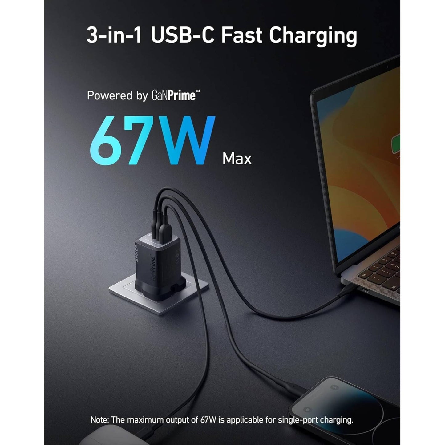 Anker Charger 336 Powerport 67W USB C Gan Charger A2674