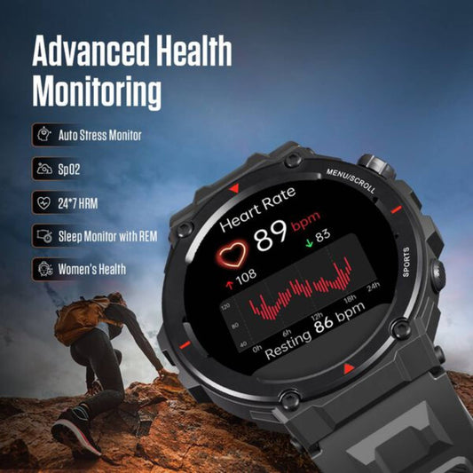 Fastrack Xtreme Pro with 3.6 cm AMOLED Display, Rugged Design, SingleSync BT Calling, Functional Crown with Black Strap