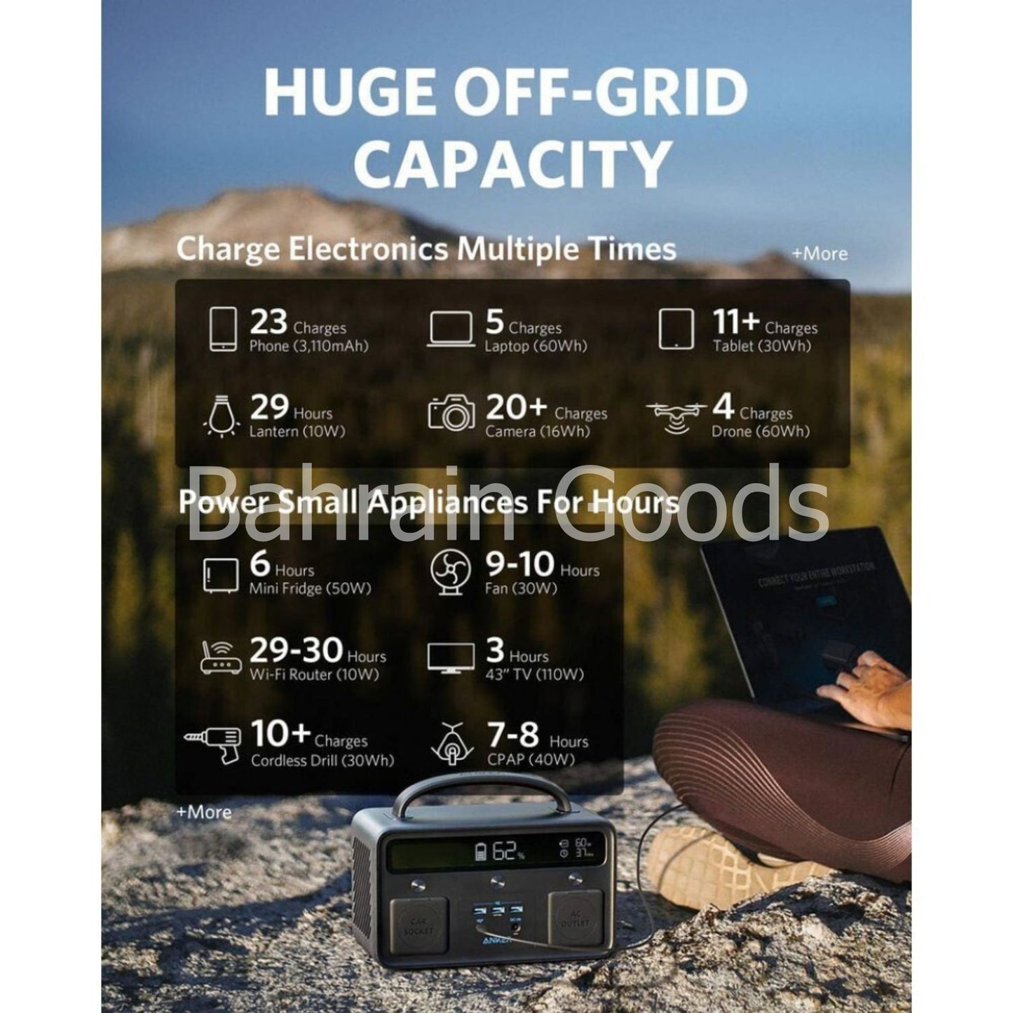 Anker 533 Powerhouse - 388Wh L 300W Black Bahrain Goods AN.A1730211.BK