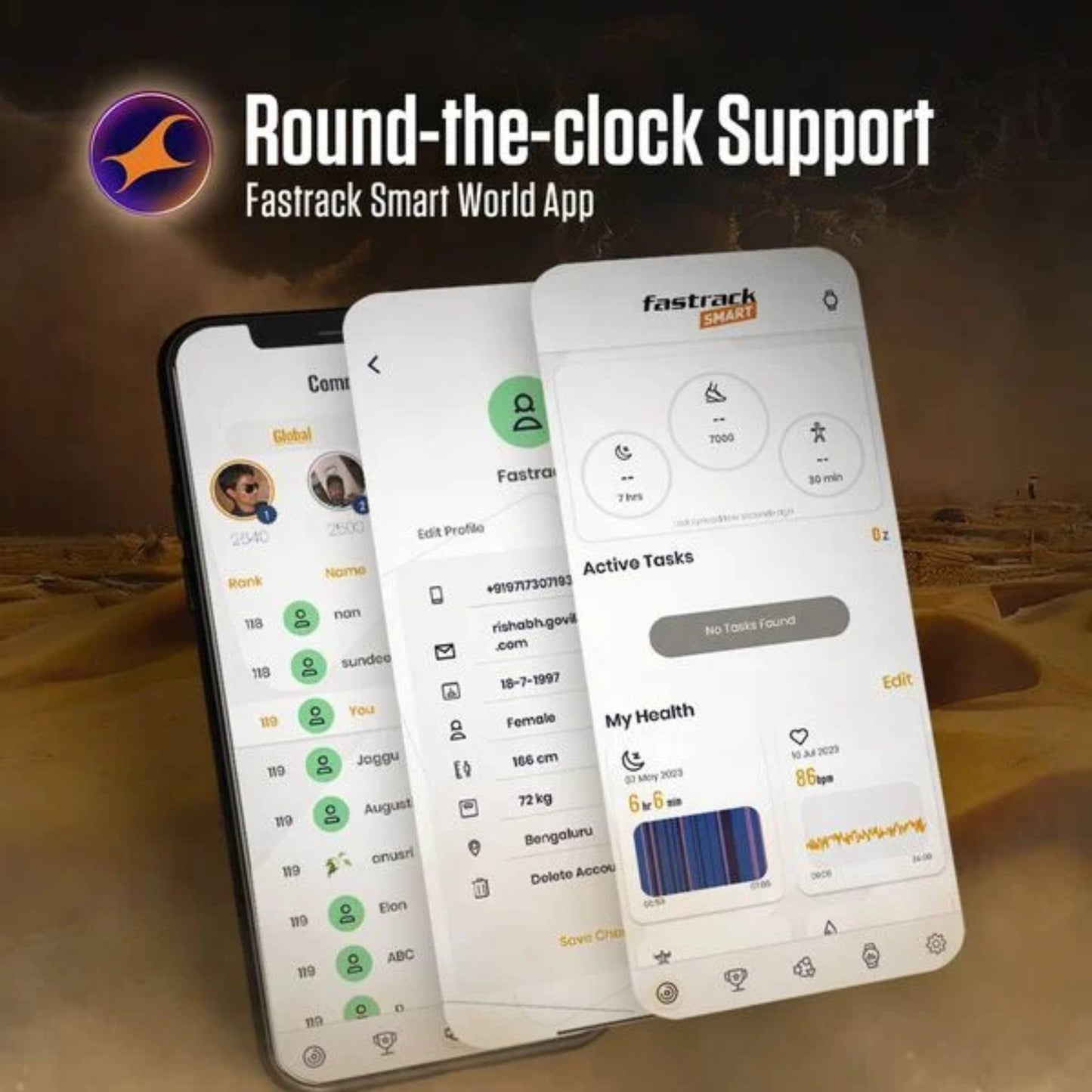 Fastrack Xtreme Pro with 3.6 cm AMOLED Display, Rugged Design, SingleSync BT Calling, Functional Crown with Black Strap