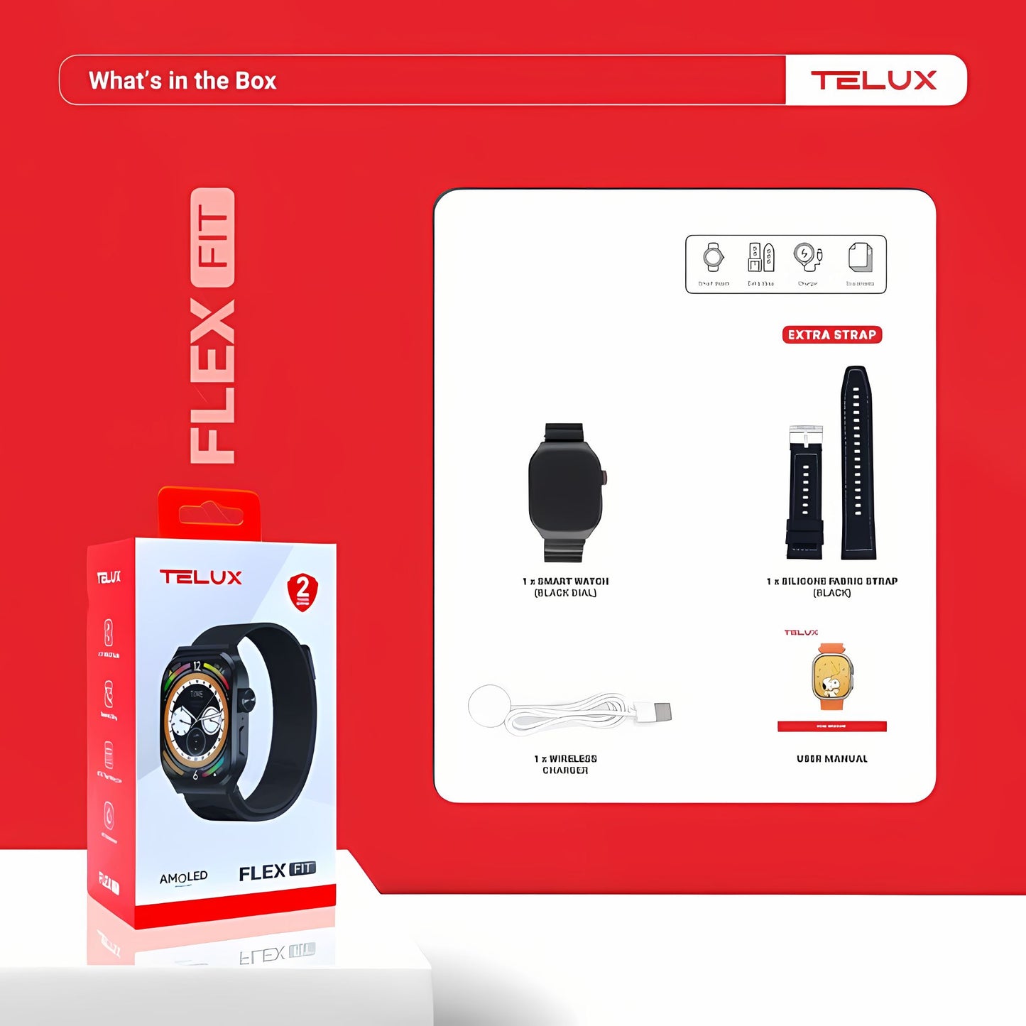 TELUX FLEXFIT Smart Calling Watch with 2.13” AMOLED Display & AI Voice Assistant