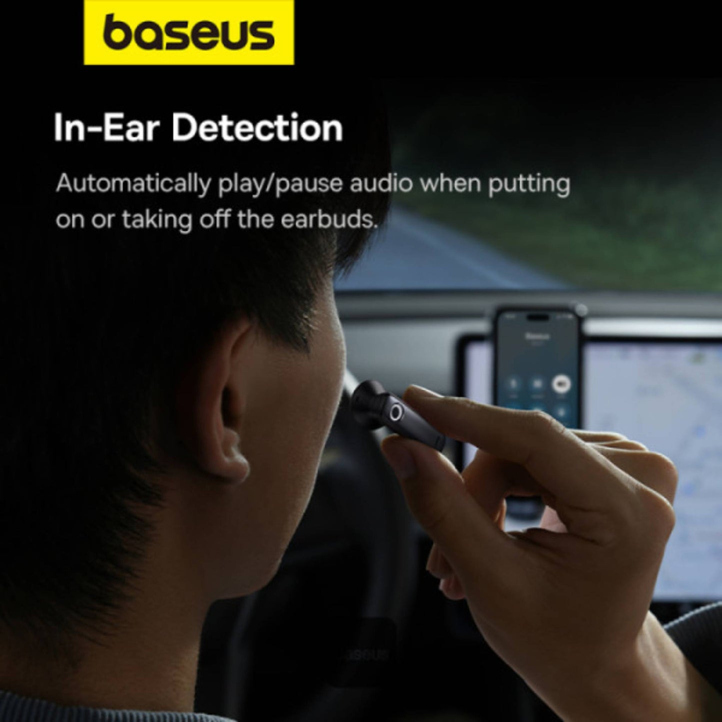 Baseus C-Mic CM10 Solar Charging Single Ear Wireless Earphone for Car