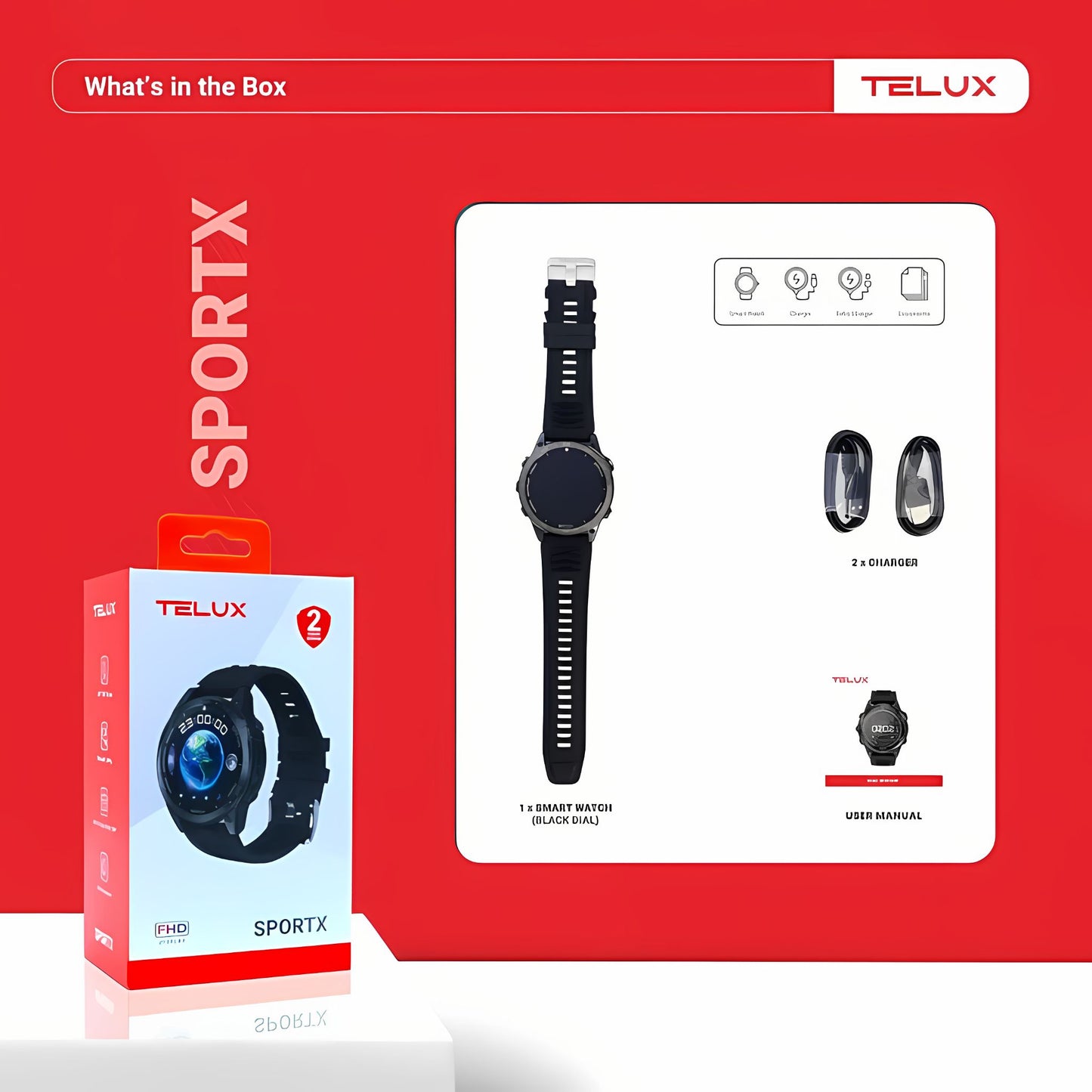 TELUX SPORTX Smart Calling Watch with 1.39” FHD Display & AI Voice Assistant