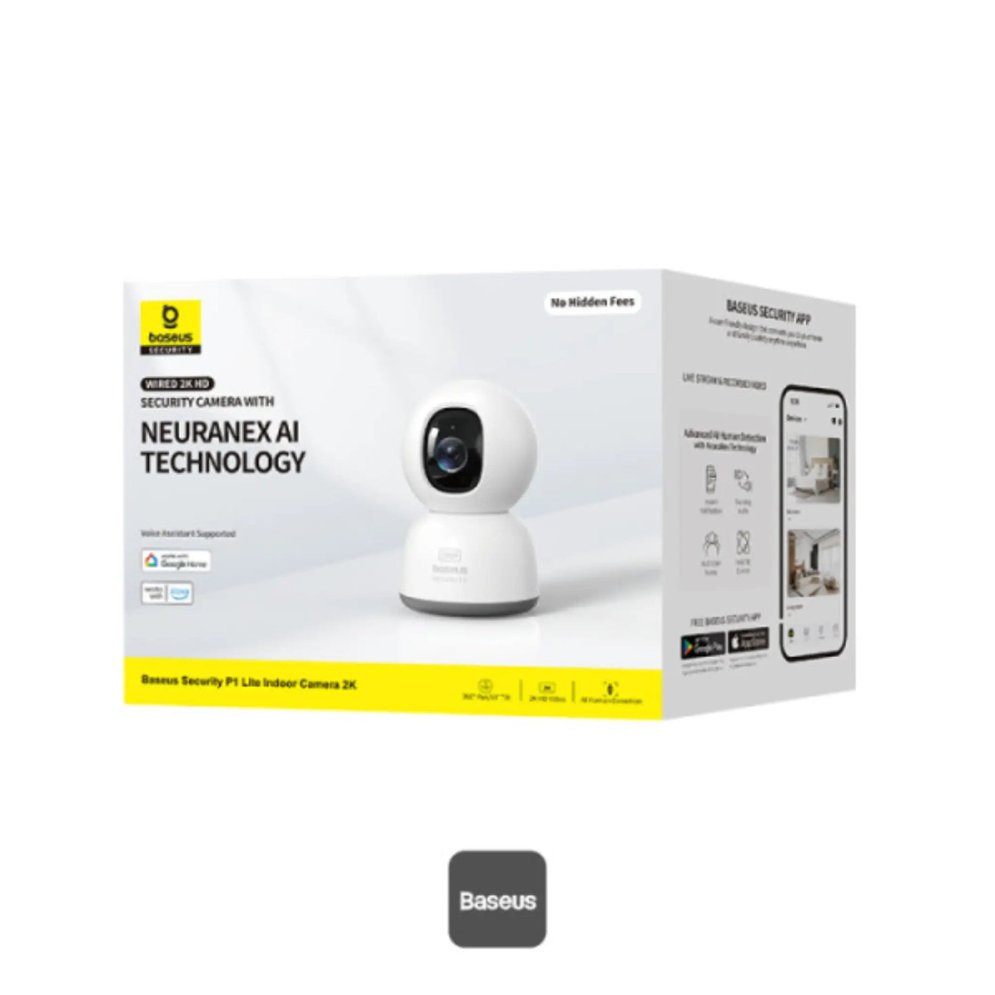 Baseus Security P1 Lite 3MP Wi-Fi Indoor Camera 360° Pan AI Detection Night Vision