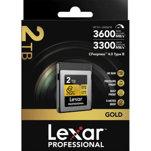 Lexar 2TB Professional GOLD CFexpress 4.0 Type B Card – 3600MB/s 8K Video