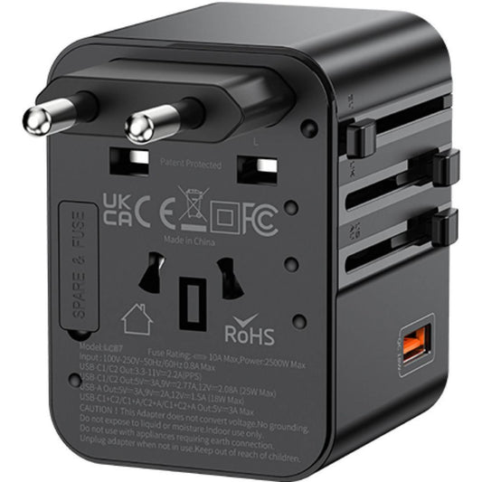 Lanex LC87 Travel Adaptor Black | Universal Travel Adapter