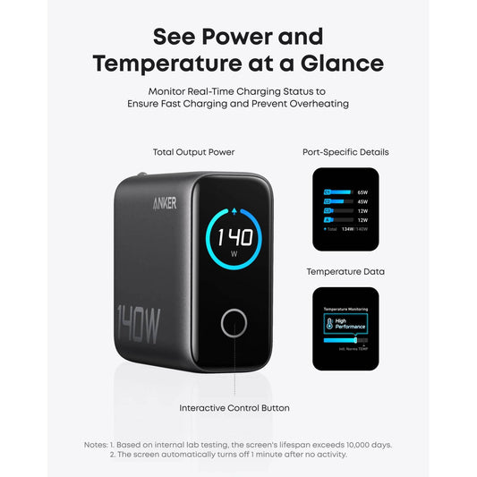 Anker Laptop Charger (140W, 4-Port, PD 3.1) with USB-C Cable