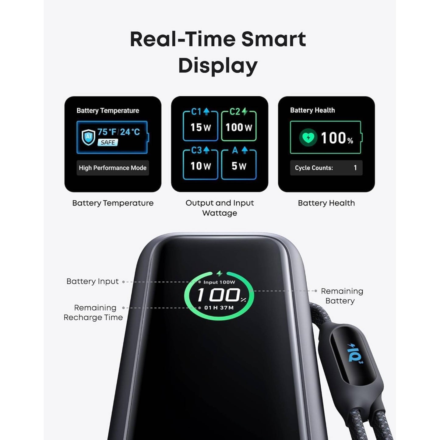 Anker Laptop Power Bank (25K, 165W, Built-In and Retractable Cables)