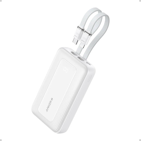 Anker Zolo Power Bank, 10,000mAh 30W Max Fast Portable Charger with Built-in USB-C and MFi Certified Lightning Cables