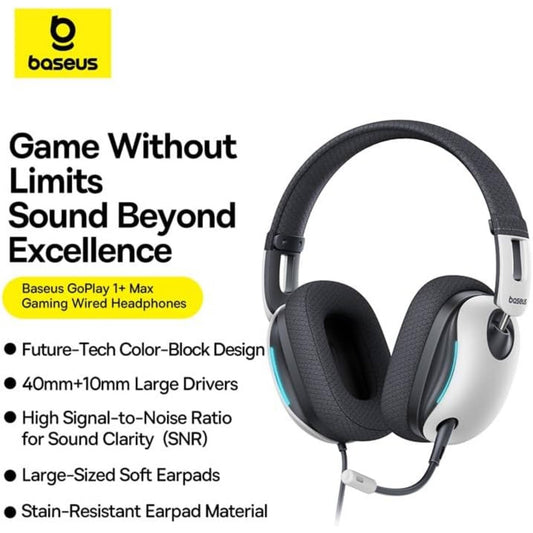 Baseus GoPlay 1 Max Gaming Wired Headphones, Moon White