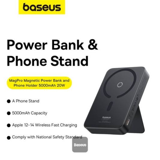 Baseus MagPro 5000mAh Wireless Fast Charging Power Bank PD 20W With Magnetic Stand