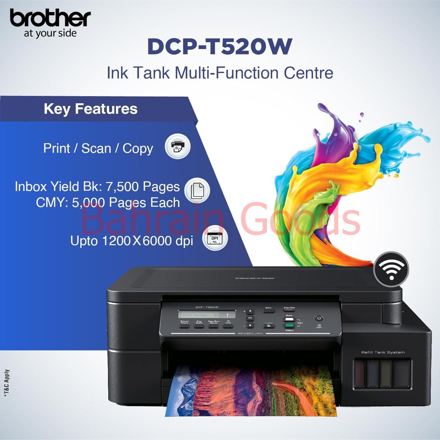Brother DCP-T520W All-in One Ink Tank Refill System Printer with Built-in-Wireless | Bahrain Goods
