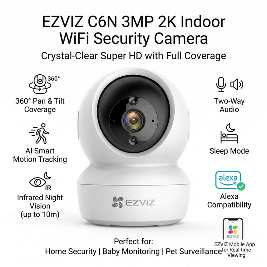EZVIZ C6N 3MP 2K WiFi Indoor Security Camera with Smart Tracking