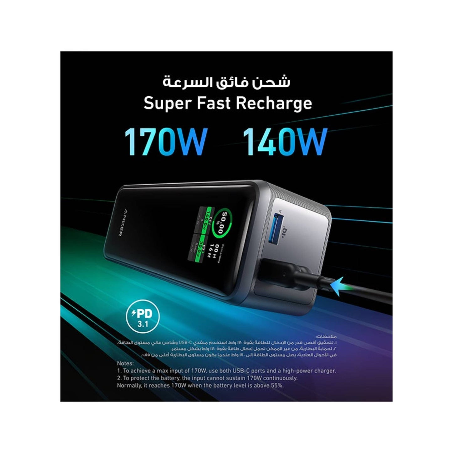 Anker 27650 mAh Prime 27,650mAh Power Bank (250W) with 100W Charging Base