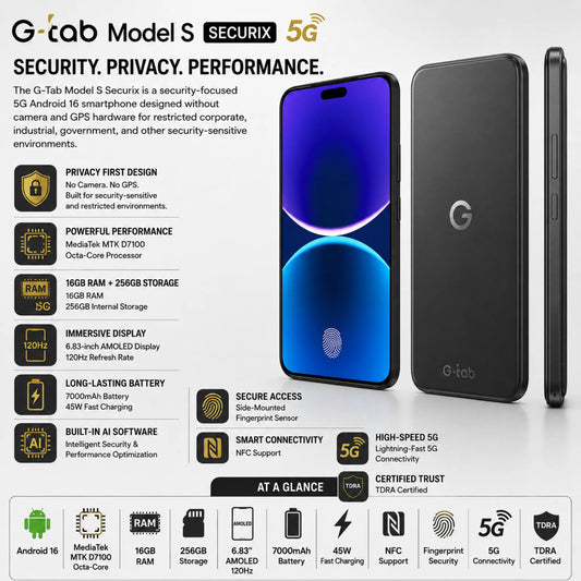 G-Tab Model S Securix 5G No Camera No GPS Phone