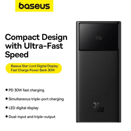 Baseus Star-Lord 30000mAh 30W Fast Charging Power Bank with Digital Display