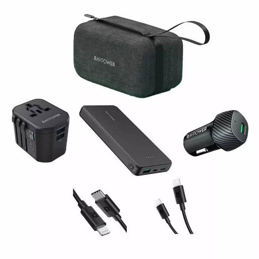 RAVPower 5 in 1 Premium (Black) | Travel Combo | Bundle with 20000 mAh Power Bank