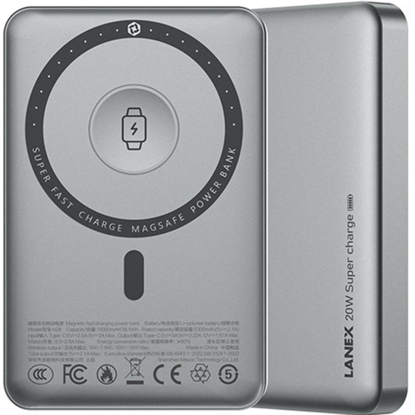 LANEX N28 10000mAh 20W Wireless MagSafe Power Bank | Fast Charging Portable Charger