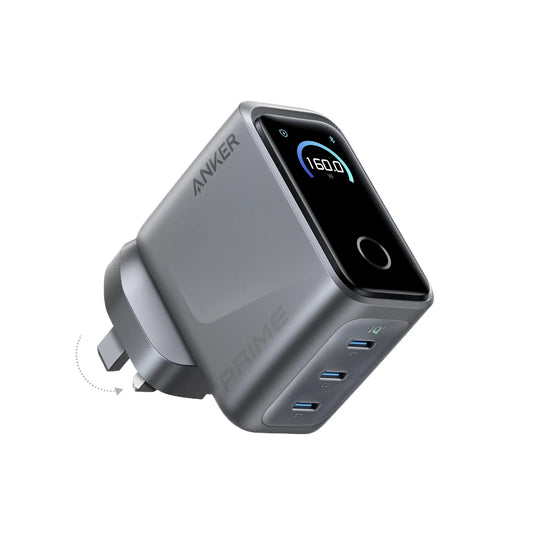 Anker Prime Charger 160W 3-Port USB-C GaN Charger with Smart Display & Bluetooth