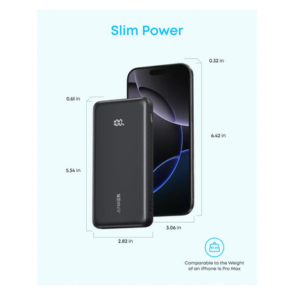Anker Zolo Power Bank 10000mAh 22.5W Built-In USB-C Cable Black