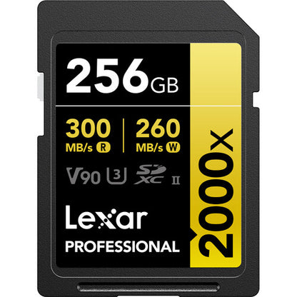 Lexar 256GB Professional 2000x UHS-II SDXC Memory Card V90 | 300MB/s | GOLD Series