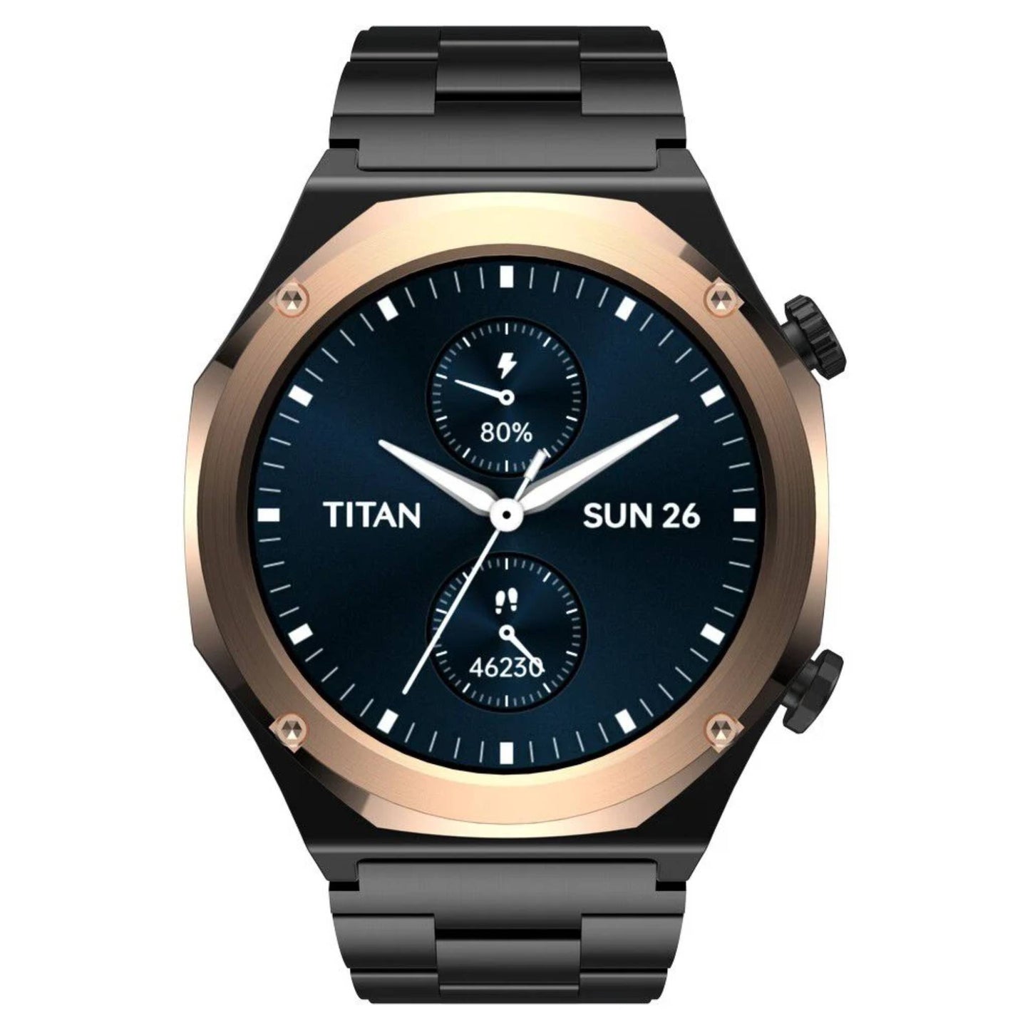 Titan Maestro Premium Metal Smartwatch with AllÂ SS construction, SingleSync BT Calling, Functional Crown