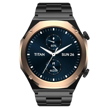 Titan Maestro Premium Metal Smartwatch with AllÂ SS construction, SingleSync BT Calling, Functional Crown