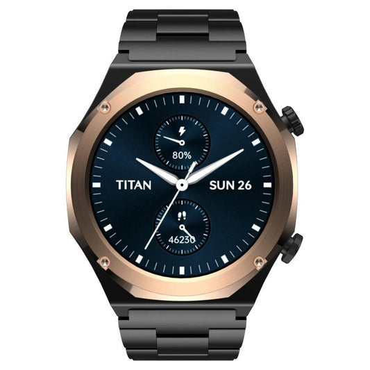 Titan Maestro Premium Metal Smartwatch with AllÂ SS construction, SingleSync BT Calling, Functional Crown