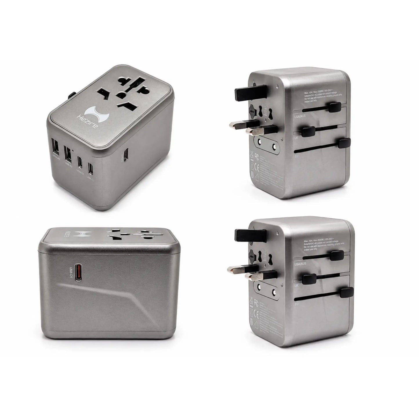 Hezire H-Adapt World PD65W GaN International Travel Adapter & Charger | Universal Travel Adapter | HEZ-TC-PD65W-INTL